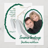 Zacht groene bladeren minimale kerst feestdagenkaart (Voorkant / Achterkant)