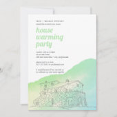 Zacht groene waterverf House warming party Kaart (Voorkant)