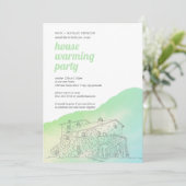 Zacht groene waterverf House warming party Kaart (Staand voorkant)