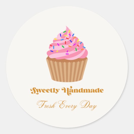 Zacht Handgemaakte Roze Cupcake Bakkerij Sticker (Voorkant)