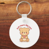 Zacht Hart Grote Liefde Knuffel Beer Sleutelhanger (Voorkant)