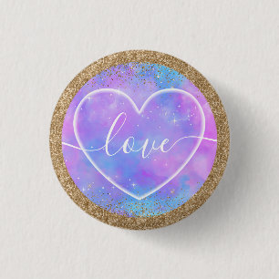Zacht hart op pastel verloop ombre Liefde Ronde Button 3,2 Cm
