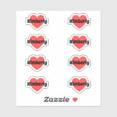 Zacht Hart Sticker Met Aanpasbare Naam Rood (Vel)