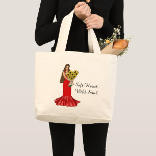 Zacht Hart, Wilde Ziel Zonnebloem Boeket Meisje Grote Tote Bag
