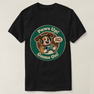 Zacht Honden Gamer "Poten Omhoog! Game Aan!" Ontwe T-shirt
