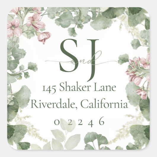 Zacht ingelijste adreslabel voor retourzending vierkante sticker (Voorkant)