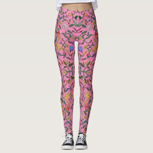 Zacht ingewikkeld bloemmotief leggings (Voorkant)