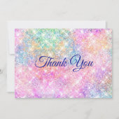 Zacht iriserend roze nepschittertje bedankkaart (Voorkant)