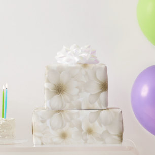 Zacht Ivoor Bloemen Abstract Cadeaupapier