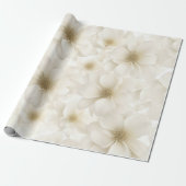 Zacht Ivoor Bloemen Abstract Cadeaupapier (Uitgerold)