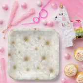 Zacht Ivoor Bloemen Abstract Papieren Bordje (Feest)