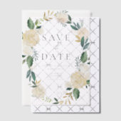 Zacht Ivoor Bloemen Krans Greenery Save the Date Vellum Uitnodigingen (Offset (Uitnodiging))