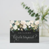 Zacht ivoor Floral Garland Rustic Be My Bridesmaid Uitnodiging Briefkaart (Staand voorkant)