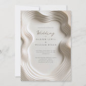 Zacht ivoor vloeiende bruiloft kaart (Voorkant)