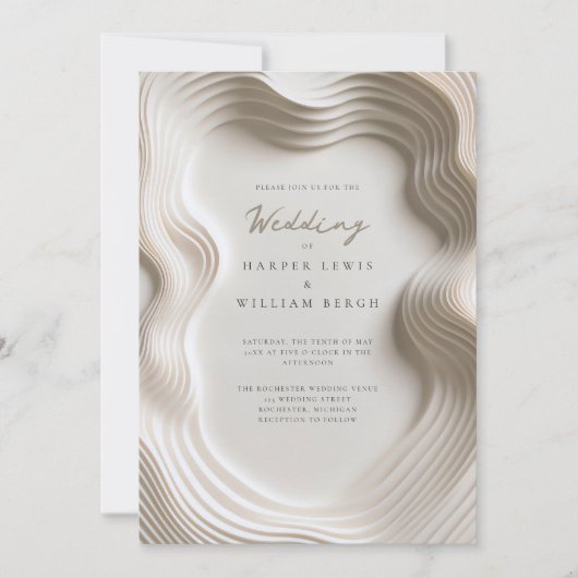 Zacht ivoor vloeiende bruiloft kaart (Voorkant)