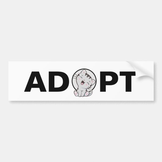 Zacht Kat Bumpersticker Adopt (Voorkant)