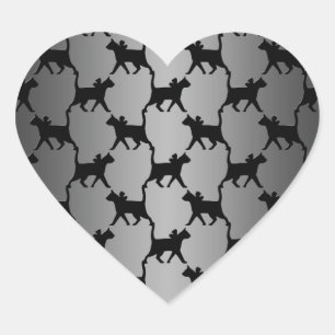 Zacht Kat Silhouet Patroon Hart Sticker