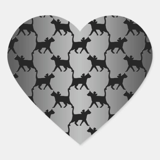 Zacht Kat Silhouet Patroon Hart Sticker (Voorkant)