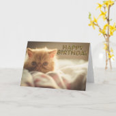 Zacht kat wensen kaart (Gele Bloem)