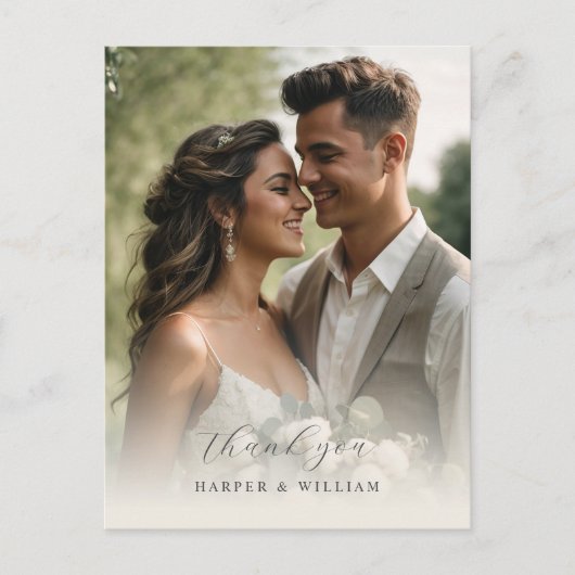 Zacht katoen dank u foto bruiloft Briefkaart (Voorkant)