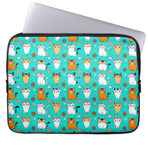 Zacht Katpatroon Met Kleurrijke Katten, Garenspoel Laptop Sleeve