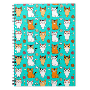 Zacht Katpatroon Met Kleurrijke Katten, Garenspoel Notitieboek