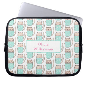 Zacht kattenpatroon laptop sleeve