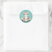 Zacht Kitten Met Bloemen Sticker (Tas)