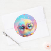 Zacht Klein Pluizig Kuiken Ronde Sticker (Envelop)