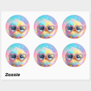Zacht Klein Pluizig Kuiken Ronde Sticker