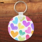 Zacht Kleurhart Pastel Valentijn Liefdespatroon Sleutelhanger (Voorkant)