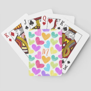 Zacht Kleurhart Pastel Valentijns Liefde Monogram Pokerkaarten