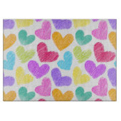 Zacht Kleurrijk Hart Pastel Valentijn Liefde Patro Snijplank (Voorkant)