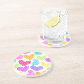 Zacht Kleurrijk Hart Pastel Valentijn Liefdespatro Zandsteen Onderzetter (Zijkant)