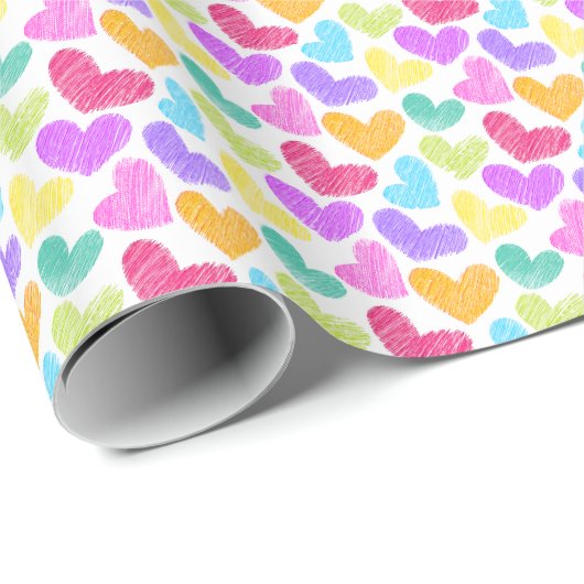 Zacht Kleurrijk Hart Pastelkleurig Valentijn Liefd Cadeaupapier (Rol Hoek)
