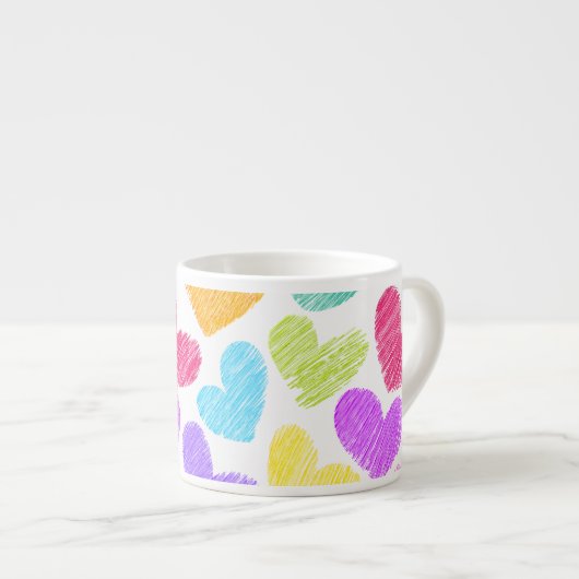 Zacht Kleurrijk Hart Pastelkleurig Valentijns Lief Espresso Kop (Voorkant rechts)