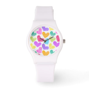 Zacht Kleurrijk Hart Pastelkleurig Valentijns Lief Horloge
