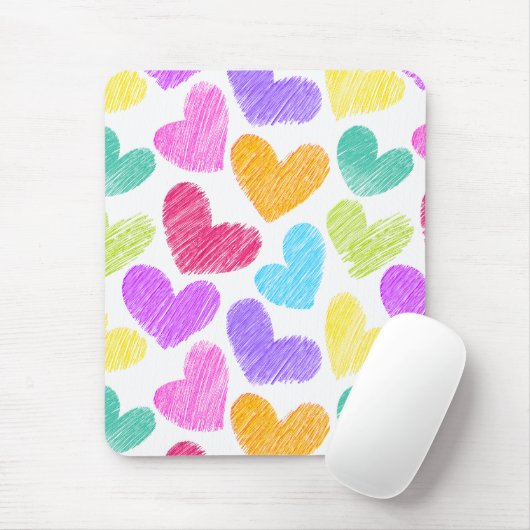 Zacht Kleurrijk Hart Pastelkleurig Valentijns Lief Muismat (Met muis)