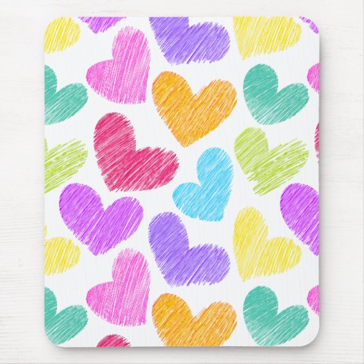 Zacht Kleurrijk Hart Pastelkleurig Valentijns Lief Muismat (Voorkant)