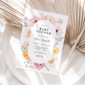 Zacht Kleurrijk Pastel Bloemen Lijst Baby shower Kaart