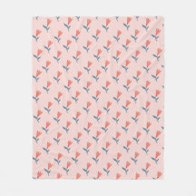 Zacht Koraal Bloesems en Blauwe Bladeren Patroon