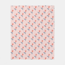 Zacht Koraal Bloesems en Blauwe Bladeren Patroon Fleece Deken
