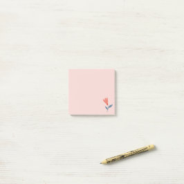 Zacht Koraal Bloesems en Blauwe Bladeren Patroon Post-it® Notes