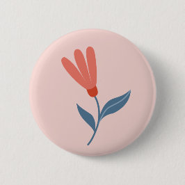 Zacht Koraal Bloesems en Blauwe Bladeren Patroon Ronde Button 5,7 Cm