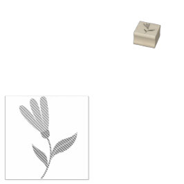Zacht Koraal Bloesems en Blauwe Bladeren Patroon Rubberstempel
