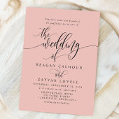 Zacht koraal Eenvoudig Modern Script Bruiloft Kaart