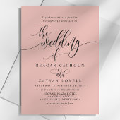 Zacht koraal Eenvoudig Modern Script Bruiloft Kaart