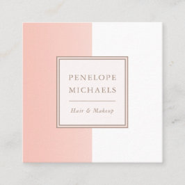 Zacht koraal en wit kleurenblok vierkante visitekaartje