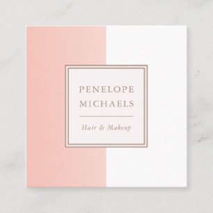 Zacht koraal en wit kleurenblok vierkante visitekaartje