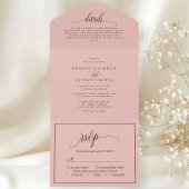 Zacht Koraal Roze Eenvoudig Modern Script All In One Uitnodiging